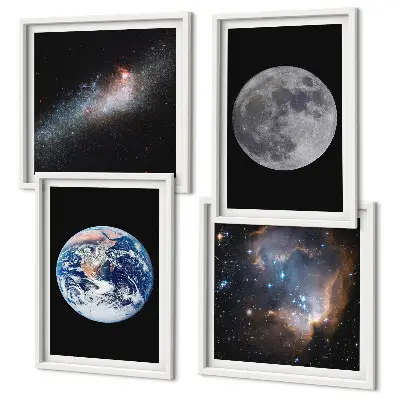 Moderní sada obrazů galaxie vesmír a měsíc