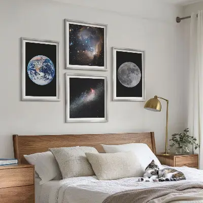 Moderní sada obrazů galaxie vesmír a měsíc