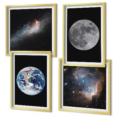 Moderní sada obrazů galaxie vesmír a měsíc