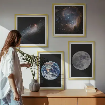 Moderní sada obrazů galaxie vesmír a měsíc