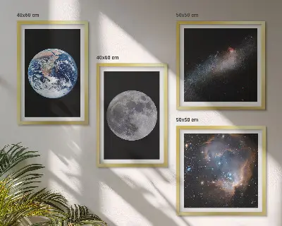 Moderní sada obrazů galaxie vesmír a měsíc