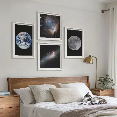 Moderní sada obrazů galaxie vesmír a měsíc
