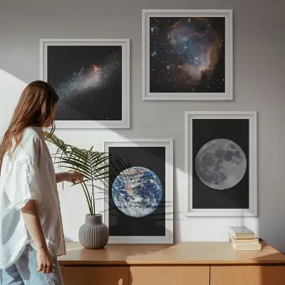 Moderní sada obrazů galaxie vesmír a měsíc