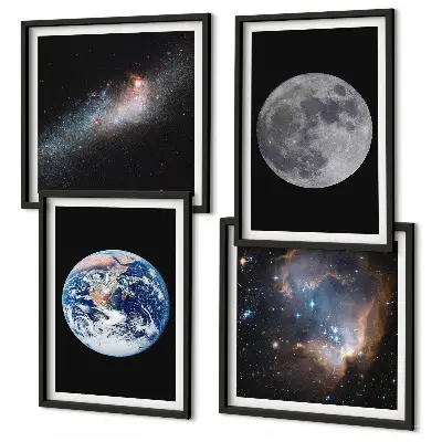 Moderní sada obrazů galaxie vesmír a měsíc