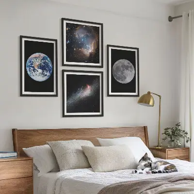 Moderní sada obrazů galaxie vesmír a měsíc