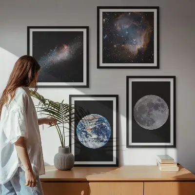 Moderní sada obrazů galaxie vesmír a měsíc