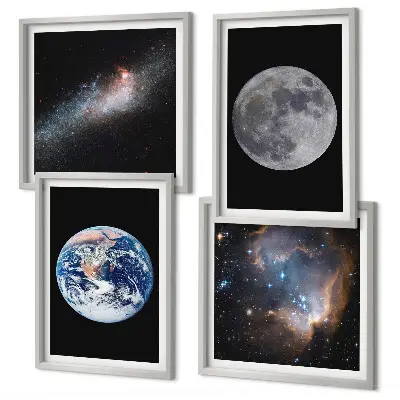 Moderní sada obrazů galaxie vesmír a měsíc