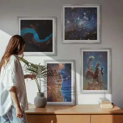 Dekorativní sada obrazů vesmírné krajiny galaxií