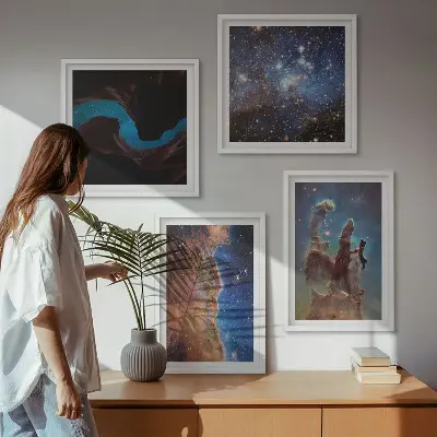 Dekorativní sada obrazů vesmírné krajiny galaxií