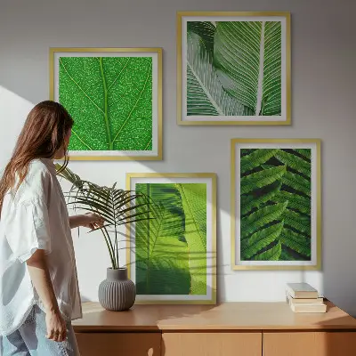 Dekorativní sada obrazů detail tropických listů