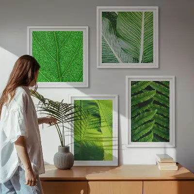 Dekorativní sada obrazů detail tropických listů