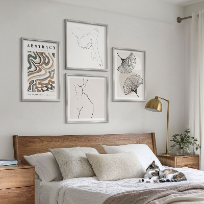 Dekorativní sada obrazů Abstraktní boho tvary listů