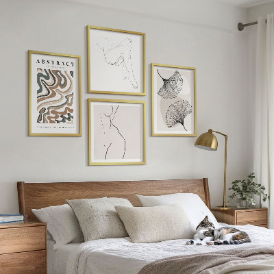 Dekorativní sada obrazů Abstraktní boho tvary listů