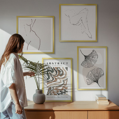 Dekorativní sada obrazů Abstraktní boho tvary listů
