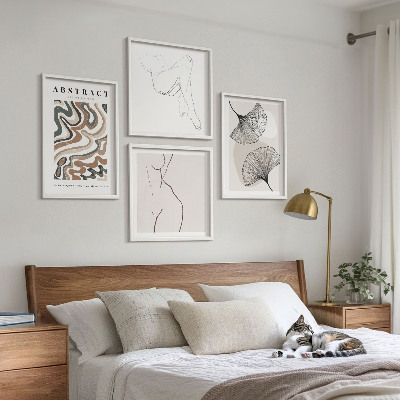 Dekorativní sada obrazů Abstraktní boho tvary listů