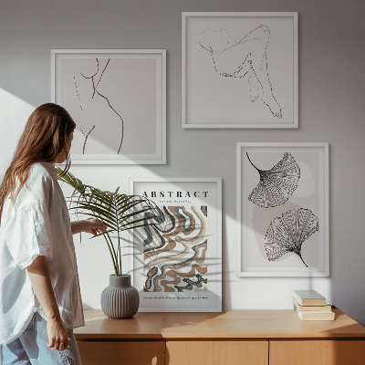 Dekorativní sada obrazů Abstraktní boho tvary listů