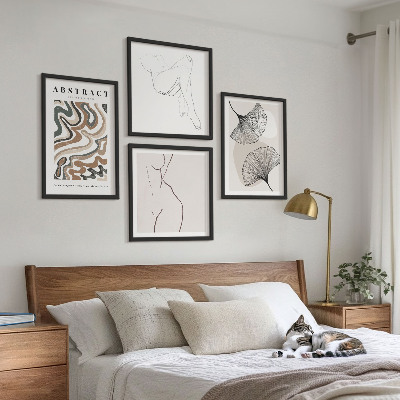 Dekorativní sada obrazů Abstraktní boho tvary listů
