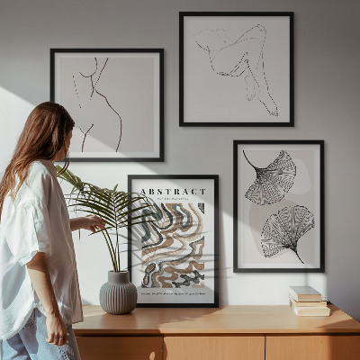 Dekorativní sada obrazů Abstraktní boho tvary listů