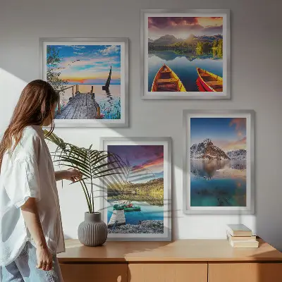 Dekorativní sada obrazů jezerní horská krajina