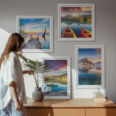 Dekorativní sada obrazů jezerní horská krajina