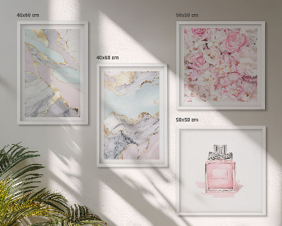 Moderní sada obrazů Růžové květy mramorový pastel
