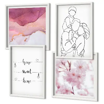 Moderní sada obrazů minimalistické květiny