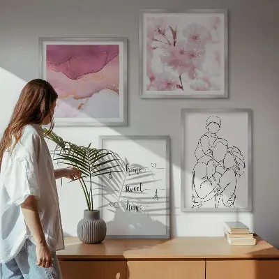 Moderní sada obrazů minimalistické květiny