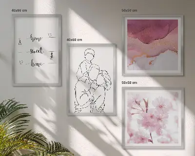 Moderní sada obrazů minimalistické květiny