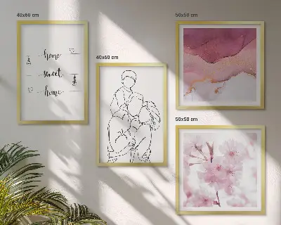 Moderní sada obrazů minimalistické květiny