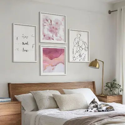 Moderní sada obrazů minimalistické květiny