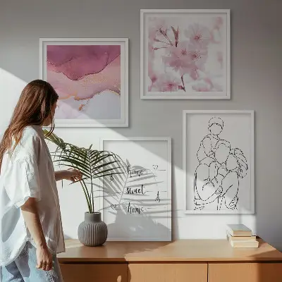 Moderní sada obrazů minimalistické květiny