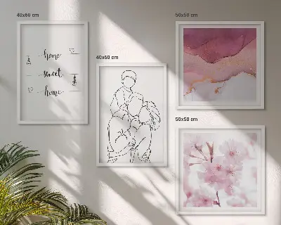 Moderní sada obrazů minimalistické květiny