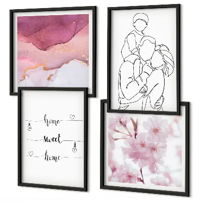 Moderní sada obrazů minimalistické květiny