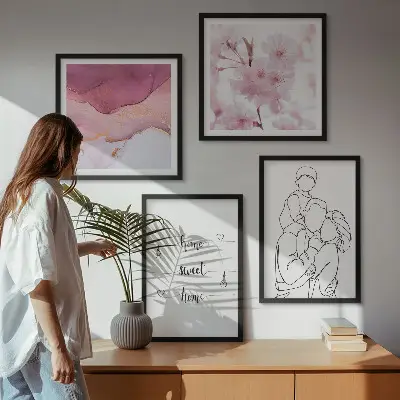 Moderní sada obrazů minimalistické květiny