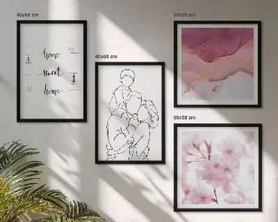 Moderní sada obrazů minimalistické květiny