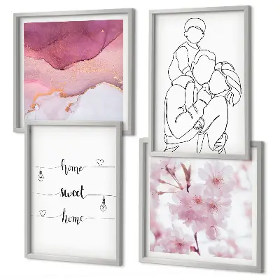 Moderní sada obrazů minimalistické květiny