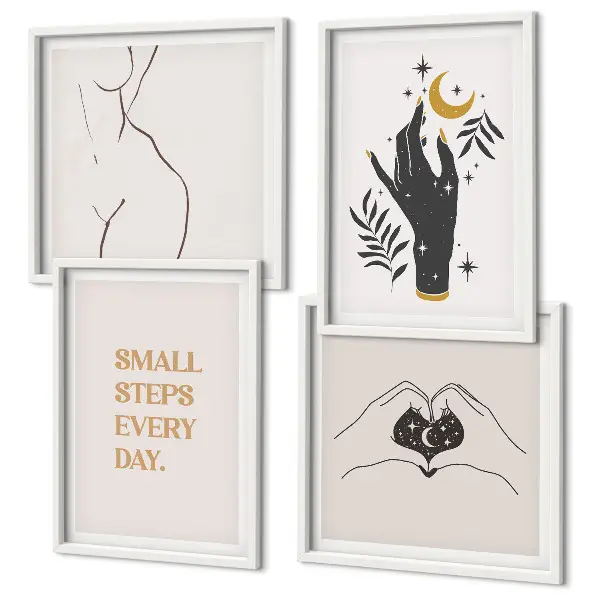 Minimalistické boho ilustrace moderní sada obrazů