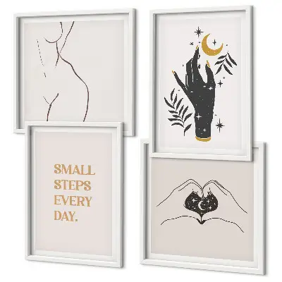 Minimalistické boho ilustrace moderní sada obrazů