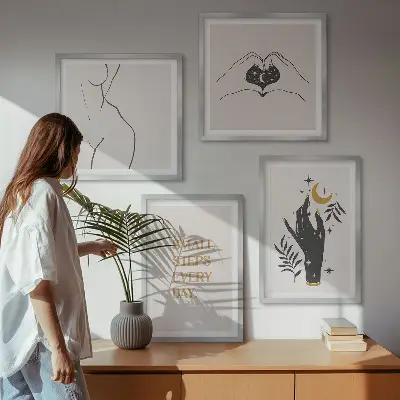 Minimalistické boho ilustrace moderní sada obrazů