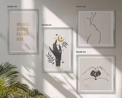 Minimalistické boho ilustrace moderní sada obrazů