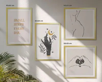 Minimalistické boho ilustrace moderní sada obrazů