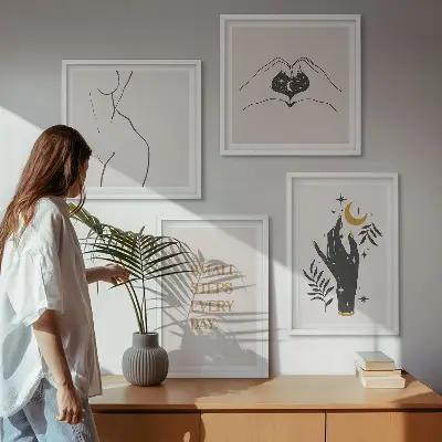 Minimalistické boho ilustrace moderní sada obrazů