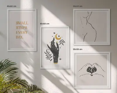Minimalistické boho ilustrace moderní sada obrazů