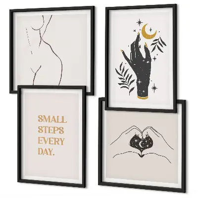 Minimalistické boho ilustrace moderní sada obrazů