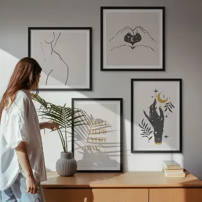 Minimalistické boho ilustrace moderní sada obrazů