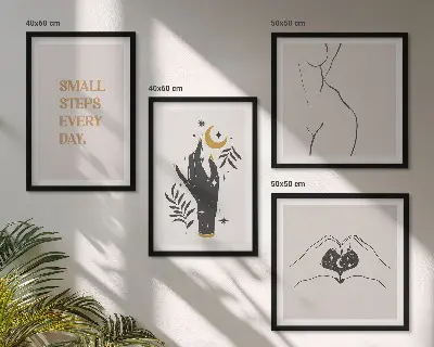 Minimalistické boho ilustrace moderní sada obrazů