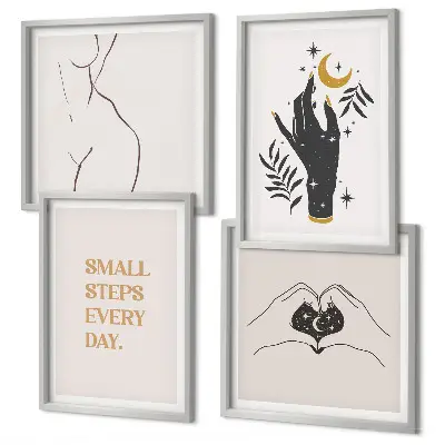 Minimalistické boho ilustrace moderní sada obrazů