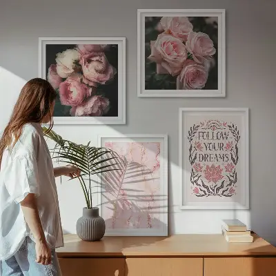 Moderní sada obrazů vintage růže s motivem mramorových snů