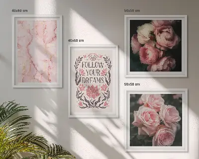 Moderní sada obrazů vintage růže s motivem mramorových snů