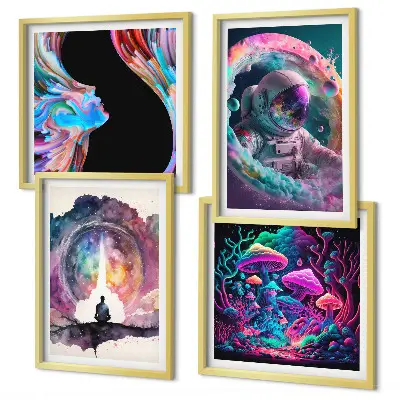 Dekorativní sada obrazů barevné ilustrace s fantasy uměním